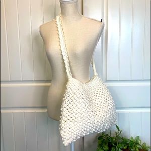 New!  Handmade Crocheted White Crossbody Bag